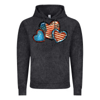 Vintage Black American flag hearts 4th of july Vintage Hoodie - FaDigitalArtStudio