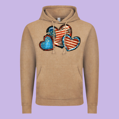 American Flag Hearts 4th Of July Vintage Hoodie Designed By Fadigitalartstudio