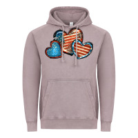 Vintage Zinc American flag hearts 4th of july Vintage Hoodie - FaDigitalArtStudio