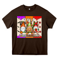 Chocolate Brown Happy Hallothanksmas gnomes Heavy Core Tee - texasbilliewilder