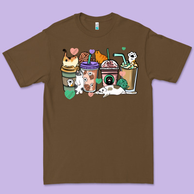Cat Coffee Cups Premium Tee Designed By Howdyjamesfarm