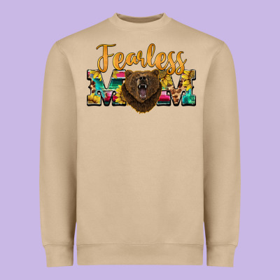 Fearless Mom Bear Heavyweight Sweatshirt Designed By Barkaloodesign