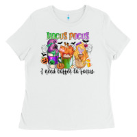 White hocus pocus i need coffee to focus Ladies Tee - CowGirlArtShop