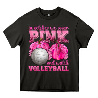 Asphalt In October We Wear Pink and Watch Volleyball Heavy Core Tee - texasbilliewilder