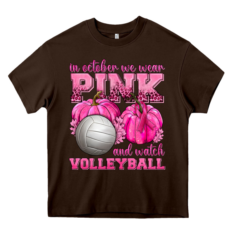 In October We Wear Pink And Watch Volleyball Heavy Core Tee by texasbilliewilder | Teevron