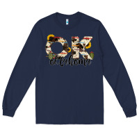 Navy oklahoma state cowhide serape cactus Long Sleeve Tee - RanaPortraitStore