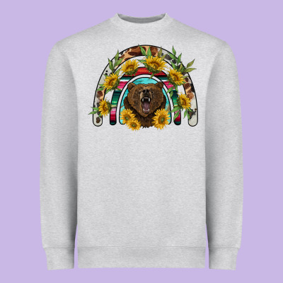Bear Rainbow Heavyweight Sweatshirt Designed By Barkaloodesign
