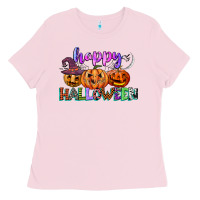 Bubblegum Pink happy halloween Ladies Tee - CowGirlArtShop