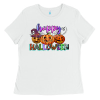 White happy halloween Ladies Tee - CowGirlArtShop
