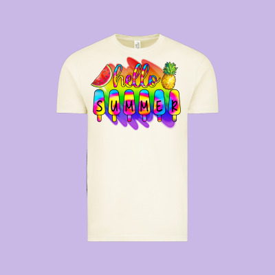 Hello Summer Tie Dye Vintage Tee Designed By Cowcowdesign