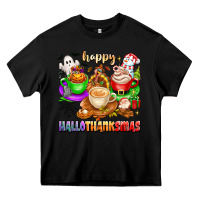 Black happy hallothanksmas coffee cups with ghost turkey Heavy Core Tee - texasbilliewilder