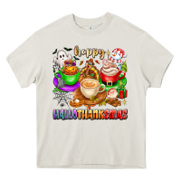 Happy Hallothanksmas Coffee Cups With Ghost Turkey Heavy Core Tee | Teevron