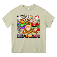 Mossy happy hallothanksmas coffee cups with ghost turkey Heavy Core Tee - texasbilliewilder