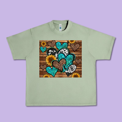 Turquoise Sunflower Hearts Urban Heavy Tee Designed By Jasminsmagicworld