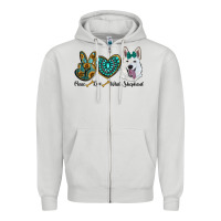 Dove Grey peace love white Sepherd Zipper Hoodie - BarkalooDesign