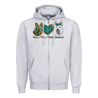 Heather Grey peace love white Sepherd Zipper Hoodie - BarkalooDesign