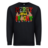 Black merry and bright with christmas tree  cakes ado Premium Sweatshirt - AdoDesignShop