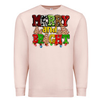 Pale Pink merry and bright with christmas tree  cakes ado Premium Sweatshirt - AdoDesignShop