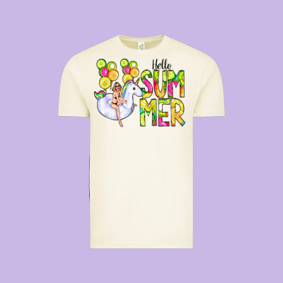 Hello Summer Unicorn Vintage Tee Designed By Cowcowdesign
