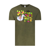 Vintage Olive Hello Summer Unicorn Vintage Tee - CowCowDesign