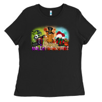 Black happy hallothanksmas gnomes Ladies Tee - CowGirlArtShop