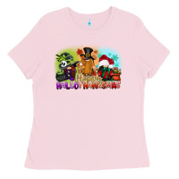 Bubblegum Pink happy hallothanksmas gnomes Ladies Tee - CowGirlArtShop