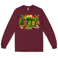 Burgundy lucky nurse  St. Patricks Day Long Sleeve Tee - FaDigitalArtStudio