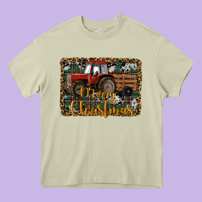 Merry Christmas Tractor Heavy Core Tee Designed By Ranaportraitstore