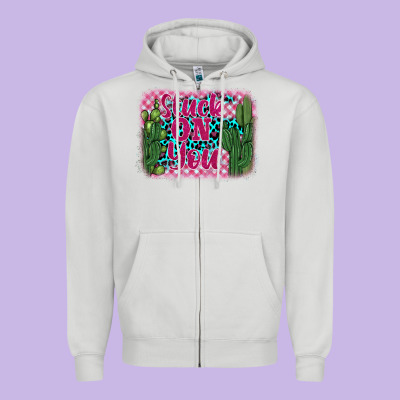 Stuck On You Cactus Zipper Hoodie Designed By Barkaloodesign
