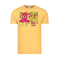 Vintage Mustard Summer Girls Flamingo Vintage Tee - CowCowDesign