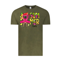 Vintage Olive Summer Girls Flamingo Vintage Tee - CowCowDesign