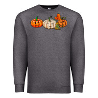 Charcoal Heather pumpkins face Premium Sweatshirt - AdoDesignShop
