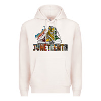 Pale Pink steppin into juneteenth Premium Hoodie - SublimationCraftShop