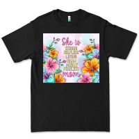 Black she is mom with flowers Premium Tee - TumblerDesignByShophia