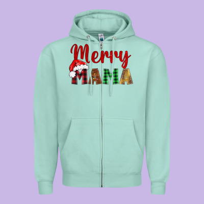 Merry Mama Zipper Hoodie Designed By Barkaloodesign