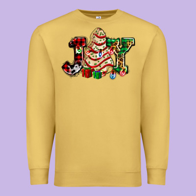Joy With Christmas Tree Cake Ado Premium Sweatshirt Designed By Adodesignshop