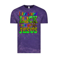Cloud Purple St. Patrick's I dont need luck i have got Jesus Vintage Tee - OliviaCreatesArt