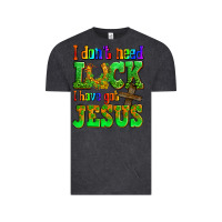 Vintage Black St. Patrick's I dont need luck i have got Jesus Vintage Tee - OliviaCreatesArt