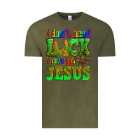 Vintage Olive St. Patrick's I dont need luck i have got Jesus Vintage Tee - OliviaCreatesArt