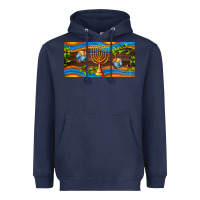 Navy hanukkah with candlestick Heavyweight Hoodie - AdoDesignShop