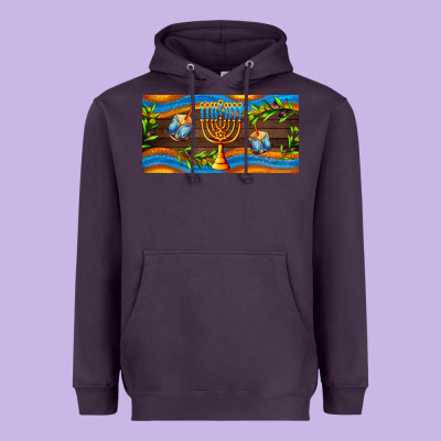 Hanukkah With Candlestick Heavyweight Hoodie Designed By Adodesignshop