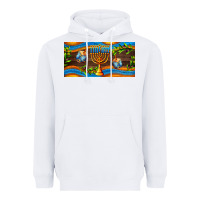 White hanukkah with candlestick Heavyweight Hoodie - AdoDesignShop