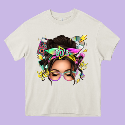 90s Messy Bun Heavy Core Tee Designed By Texasbilliewilder