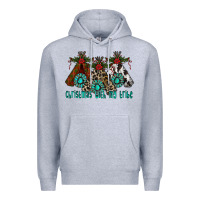 Heather Grey Christmas With Tribe Premium Hoodie - CowhideDigitalArt