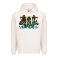 Pale Pink Christmas With Tribe Premium Hoodie - CowhideDigitalArt