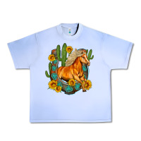 Western Horse Cactus Sunflowers Horseshoe Urban Heavy Tee | Teevron