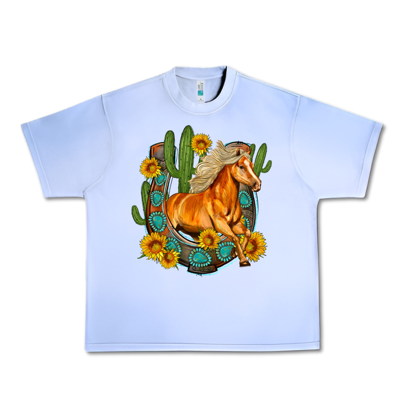 Western Horse Cactus Sunflowers Horseshoe Urban Heavy Tee by OliviaCreatesArt | Teevron