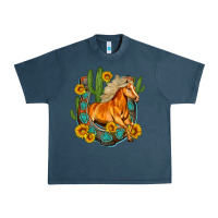 Midnight Navy western horse cactus sunflowers horseshoe Urban Heavy Tee - OliviaCreatesArt