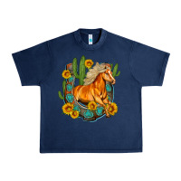 Navy western horse cactus sunflowers horseshoe Urban Heavy Tee - OliviaCreatesArt