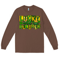 Chestnut Lucky and blessed St. Patricks Day Long Sleeve Tee - FaDigitalArtStudio